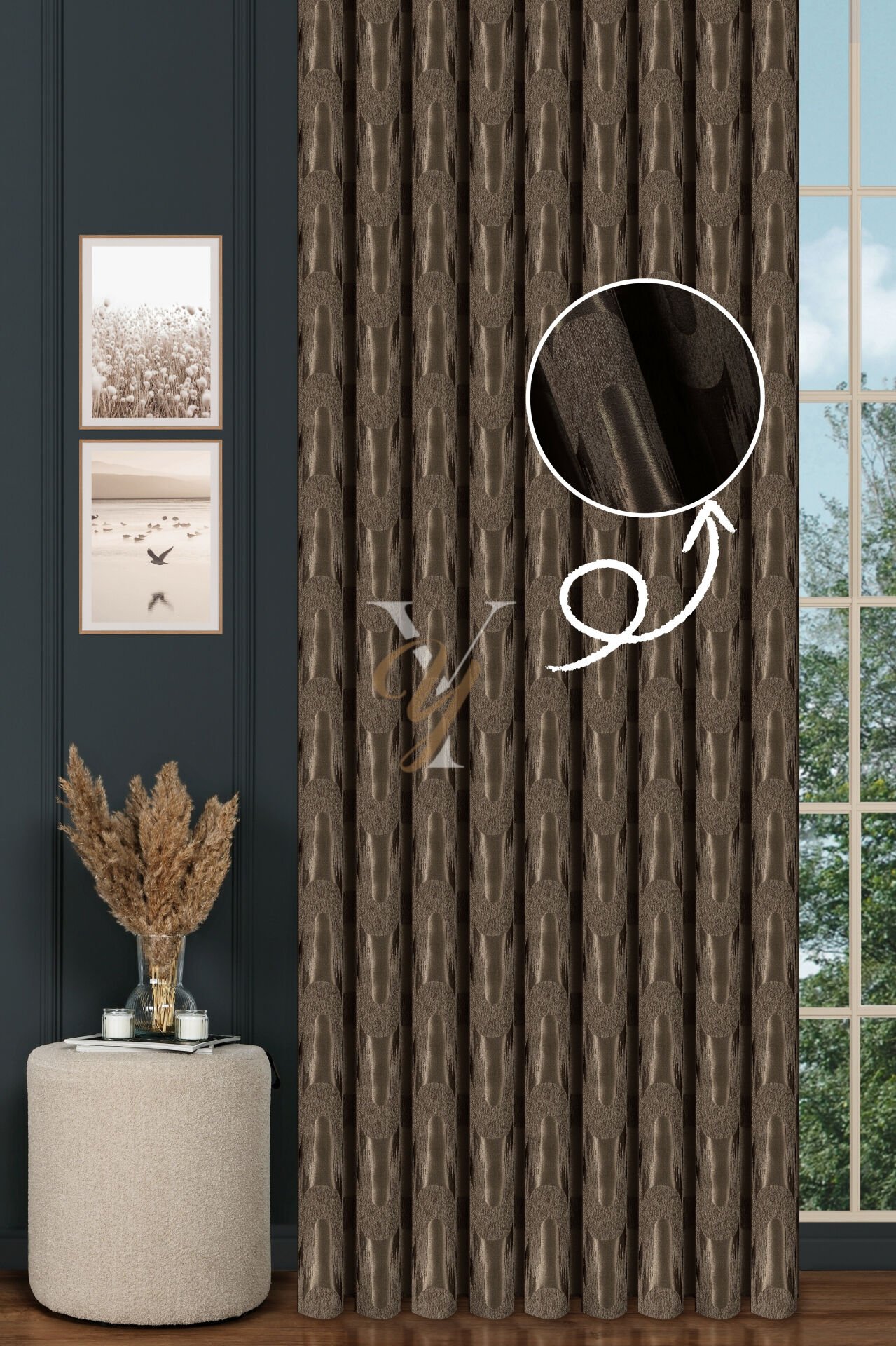 Okyanus Fon Perde 201183 V-33454 Kahve