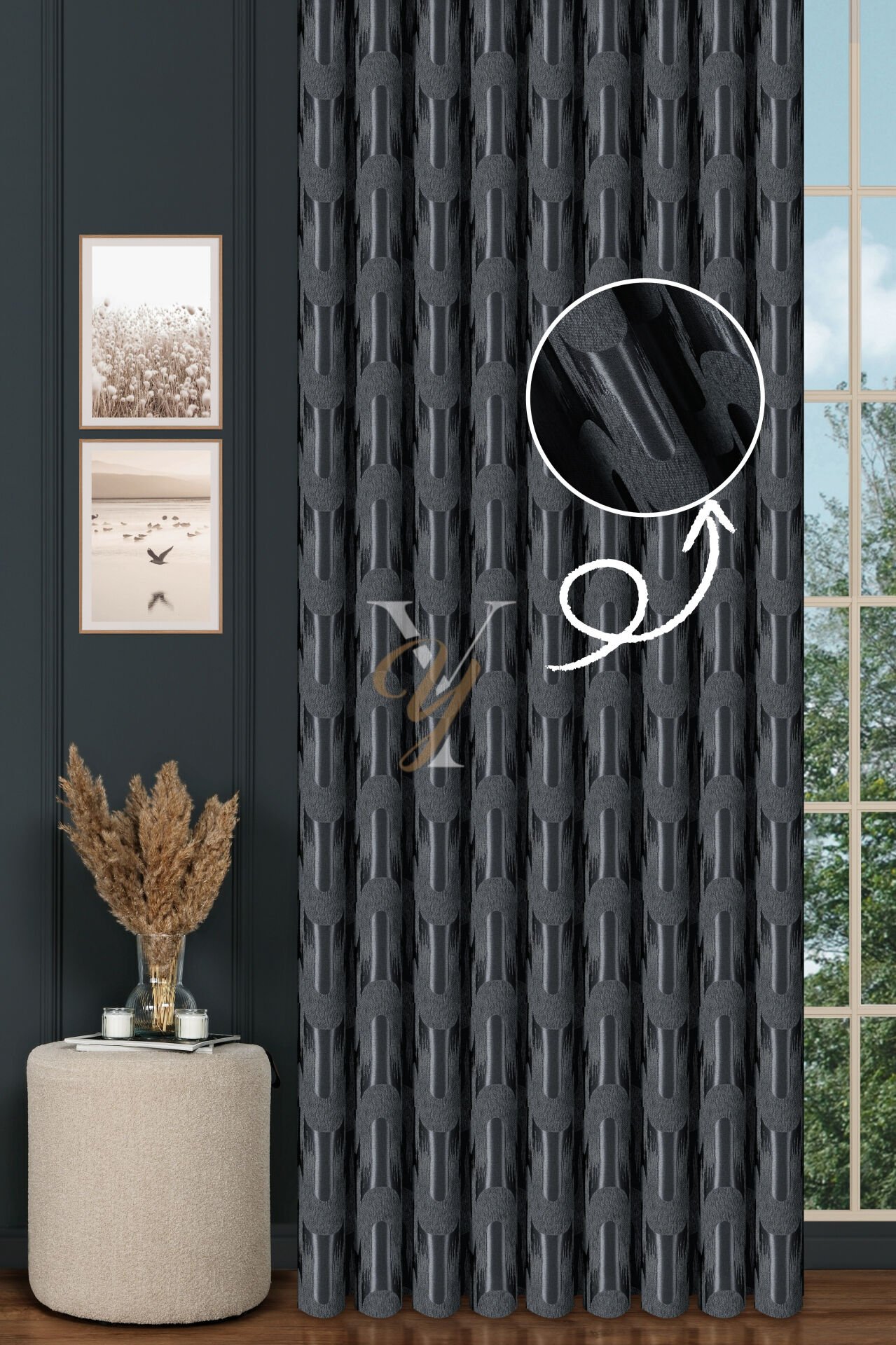 Okyanus Fon Perde 201183 V-34527 Koyu Gri