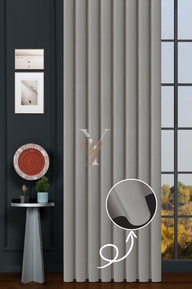 İpek Kadife Fon Perde V-01 Kirli Beyaz