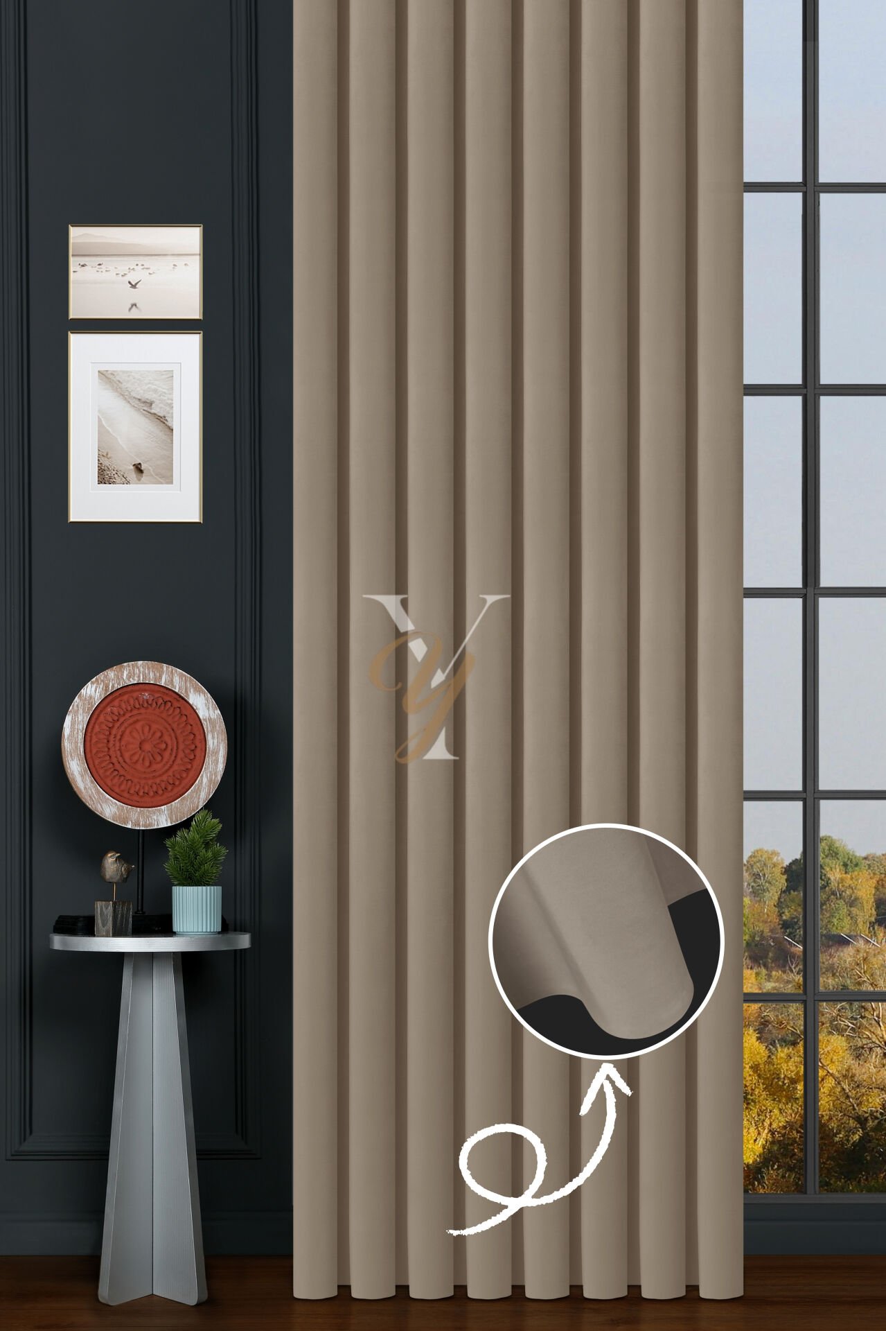 İpek Kadife Fon Perde V-03 Krem