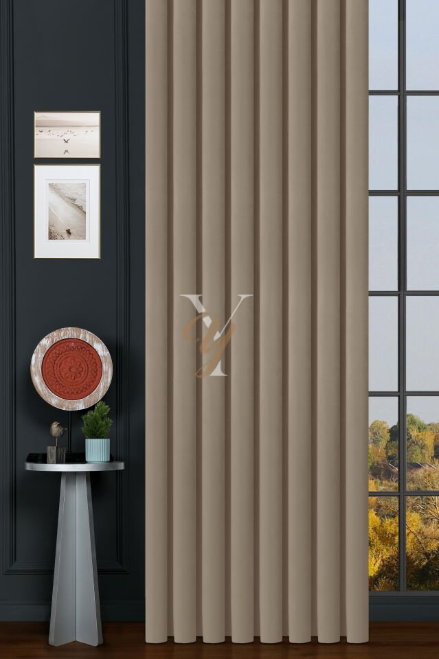 İpek Kadife Fon Perde V-03 Krem