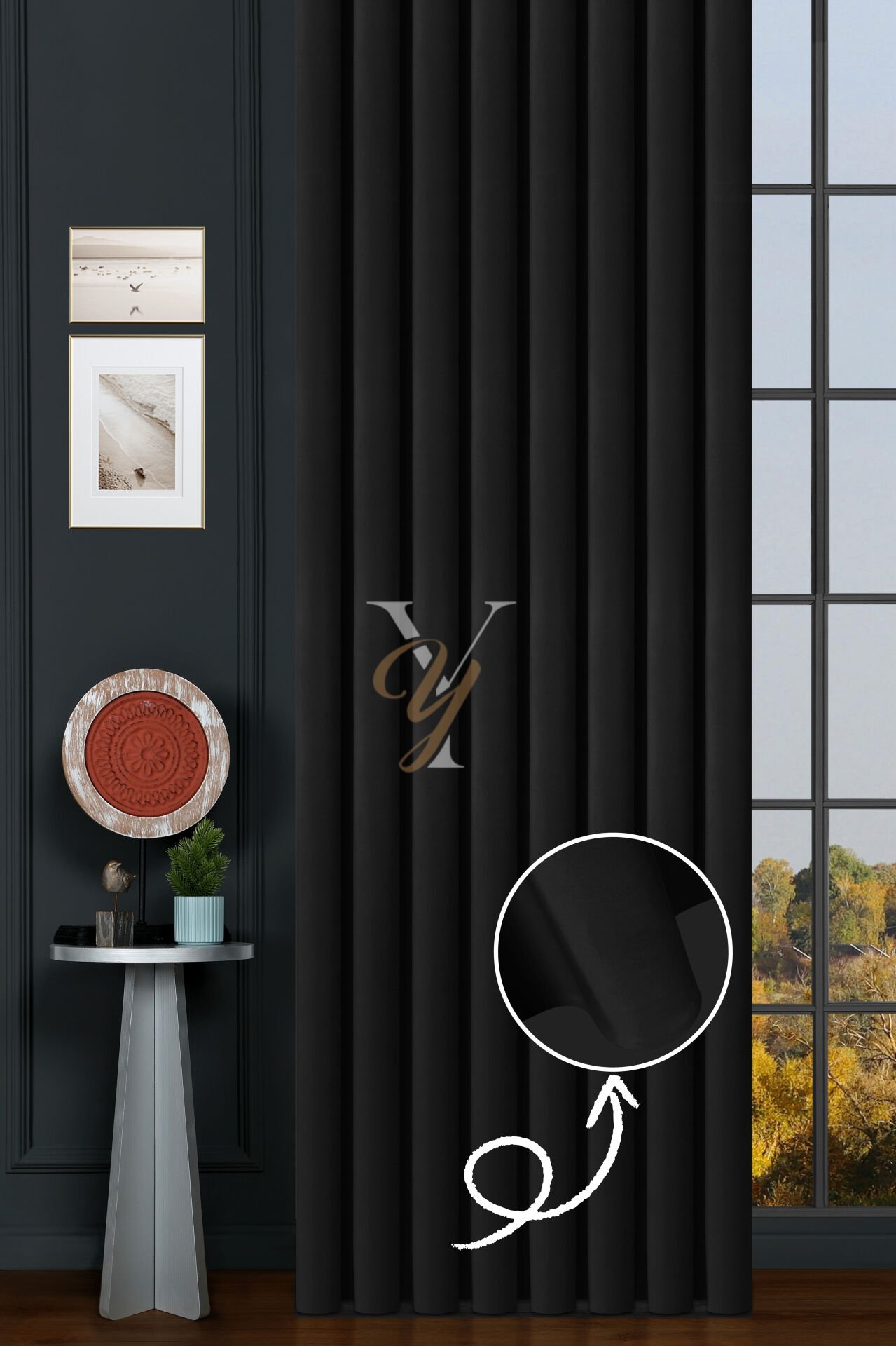 İpek Kadife Fon Perde V-06 Antrasit