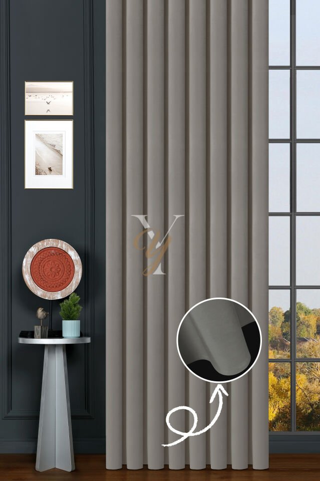 İpek Kadife Fon Perde V-08 Açık Vizon