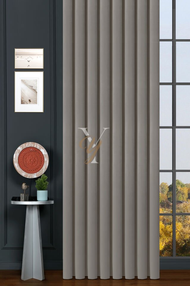 İpek Kadife Fon Perde V-08 Açık Vizon