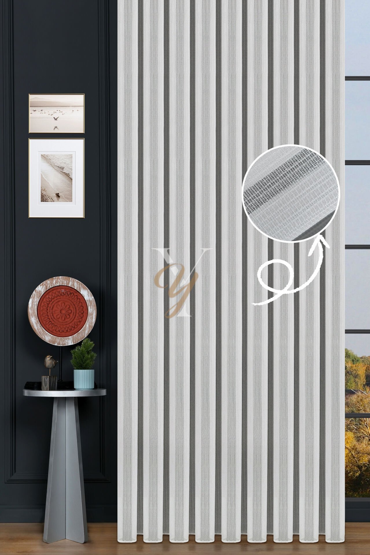 9198 Tül Perde V-01 Beyaz