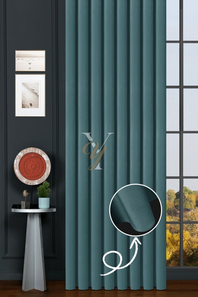 İpek Kadife Fon Perde V-12 Cam Göbeği