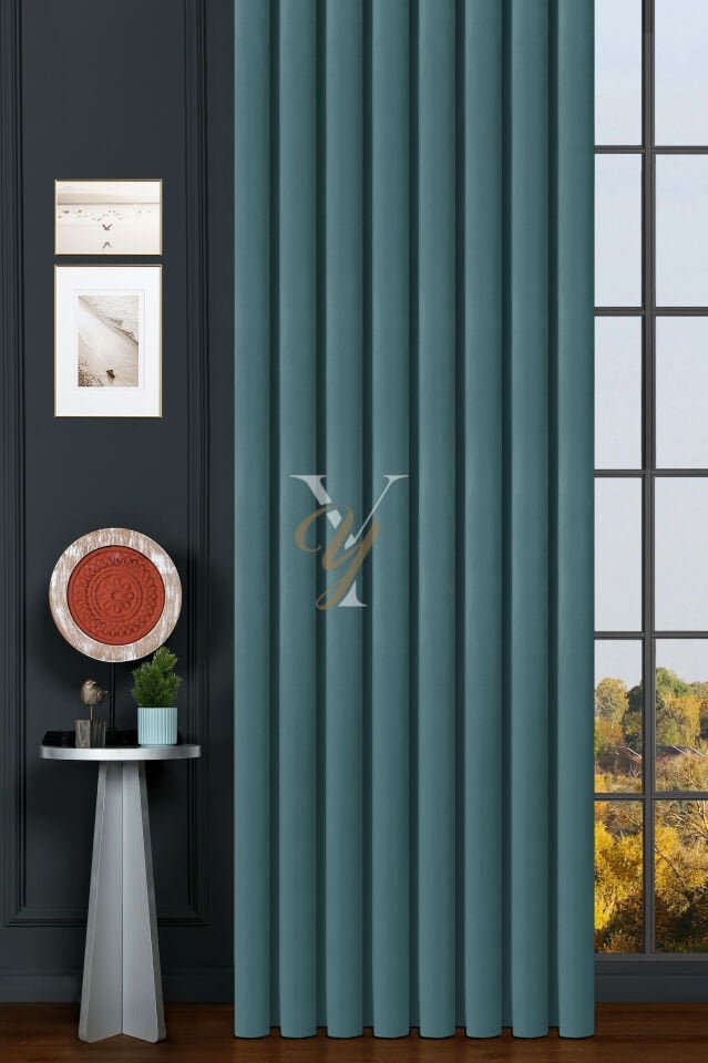 İpek Kadife Fon Perde V-12 Cam Göbeği